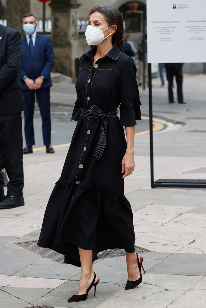 Queen Letizia of Spain Black Dress
