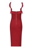 Red Flounce Sleeveless Slit Bodycon Dress - Mislish