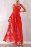 Red Sleeveless Lace Bandage Party Dress - Mislish