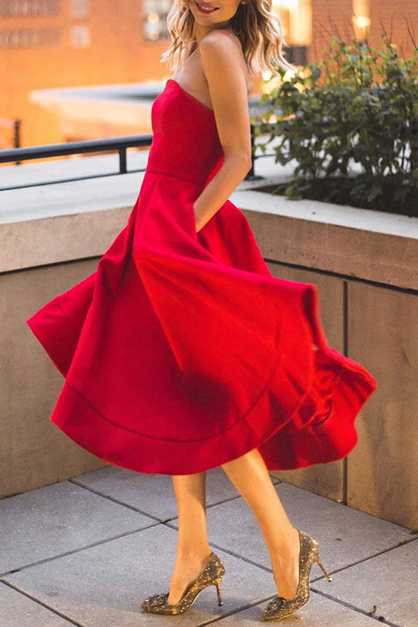 Red Off-the-shoulder Ruffled Dress