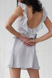 Ruffled Backless Print Short Dress - Mislish