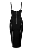 Sexy Black V-neck Bodycon Dress With Spaghetti Straps