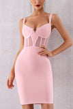 Sexy Pink Bustier Bandage Party Dress - Mislish