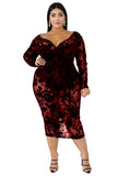 Sexy Plus Size Long Sleeve Lace Cocktail Dress 
