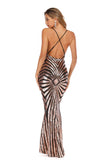 Sexy V-neck Sequined Crisscross Mermaid Bodycon Dress - Mislish