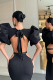 Sexy Black Cut Out Backless Evening Dress 
