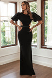 Sexy Black Cut Out Evening Prom Dresses