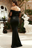Sexy Black Mermaid Long Sleeve Prom Evening Dress