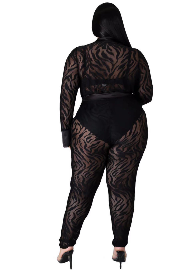 Sexy Black Plus Size Two Pieces Suit Jumpsuit
