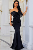 Sexy Black Strapless Mermaid Formal  Gown Evening Dress