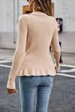 Sexy Champagne V-Neck Knitted Sweater