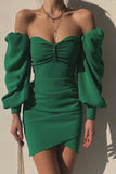 Sexy Green Mini Off Shoulder Party Dress