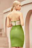 Sexy Green Mini Strapless Party Bandage Dresses