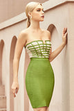 Sexy Green Mini Strapless Party Bandage Dresses