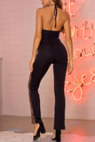 Sexy Halter Backless Sequin Jumpsuit - Mislish