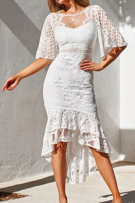 Sexy High Low Mermaid Lace Cocktail Dress - Mislish