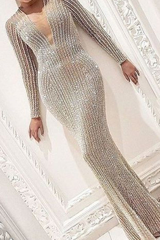Sexy Long Sleeve Evening dress Formal Gown