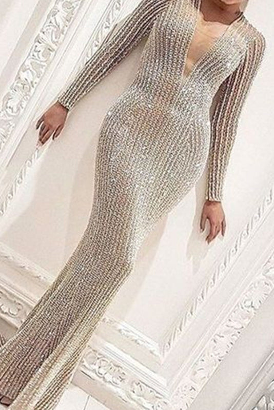 Sexy Long Sleeve Evening dress Formal Gown