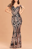 Sexy Mermaid V-Neck Cap Sleeve Formal Dress Evening Gown