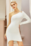 Sexy Mini White One Sleeve Party Homecoming Dress