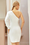 Sexy Mini White One Sleeve Party Homecoming Dress