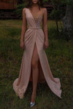 Sexy Pink Sleeveless Evening Gown Prom Dress