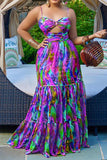 Sexy Print Cut Out Sleeveless Maxi Dress