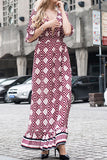 Sexy Print Plunging Maxi Dresses