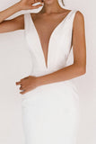 Sexy Sleeveless Backless White Evening Gown Formal Dress
