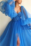 Sexy Tulle Long Sleeve Prom Gown Evening Dress