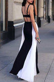 Sexy Two-tone Backless Long Pleated Dress - Mislish