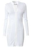 Sexy White Long Sleeve Mini Dress