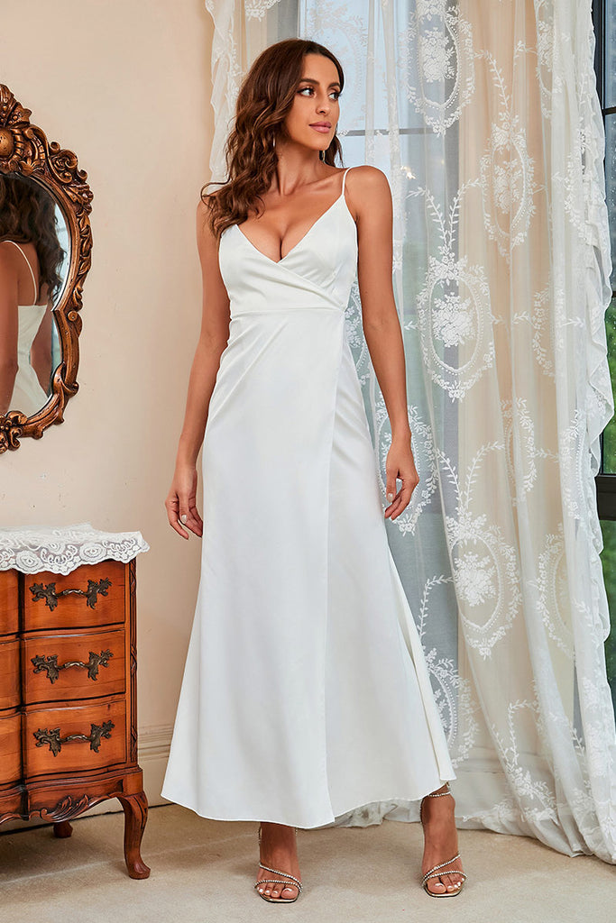 Sexy White Sleeveless Prom Gown Evening Dress