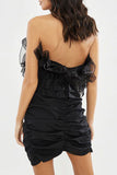 Sexy Strapless Ruched Tulle Mini Dress - Mislish