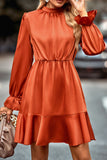 Short Mini Orange Long Sleeve A-Line Party Dresses