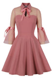 Short Mini Pink Long Sleeve A-Line Party Dress
