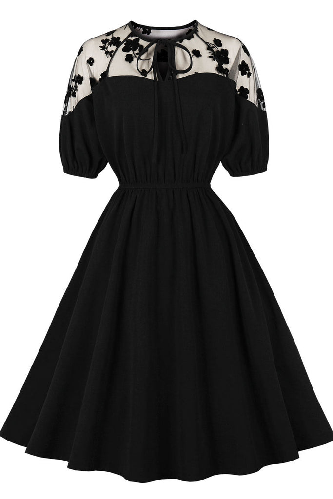 Short Sleeves A-Line Little Black Dress