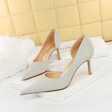 Side Hollow High Heels Stiletto Pumps Pointed Toe High Heel Shoes