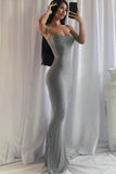 Long Silver Mermaid Sleeveless Dress