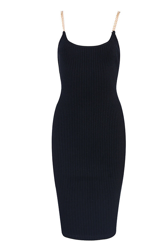 Pinterest Ribbed Solid Ringer Dress Solid Chain Sleeveless Ribbed Bandage Dress – Mislish