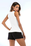 Solid Cut Out Sleeveless Fitted Knit Tank Top - Mislish