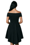 Solid Off-the-shoulder High Low Frilled Dress - Mislish