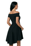 Solid Off-the-shoulder High Low Frilled Dress - Mislish