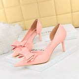 Stiletto High Heel Shallow Pointed Toe Pumps Bowknot Shoes