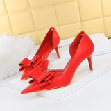 Stiletto High Heel Shallow Pointed Toe Pumps Bowknot Shoes
