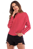 Striped Long Sleeve Baggy Knit Blouse - Mislish