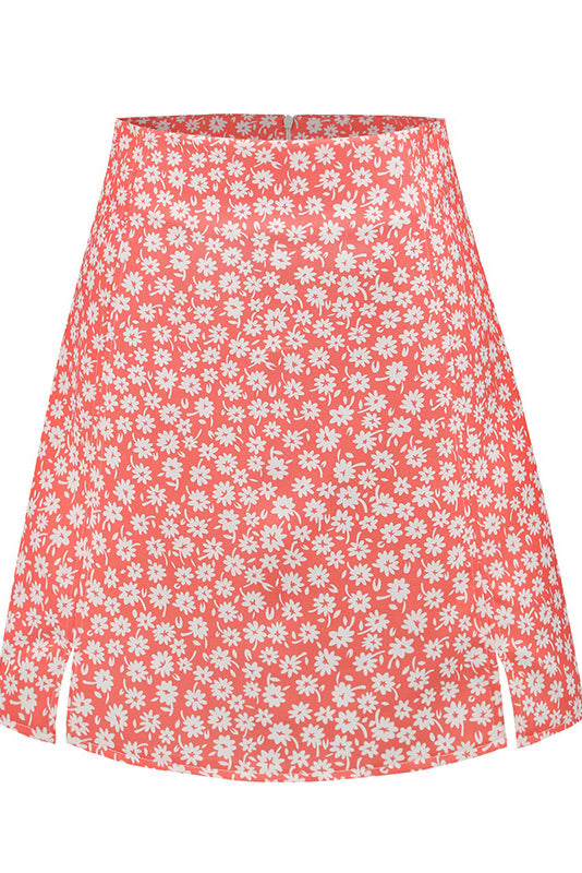 Summer Floral High Waist A-line Mini Skirt