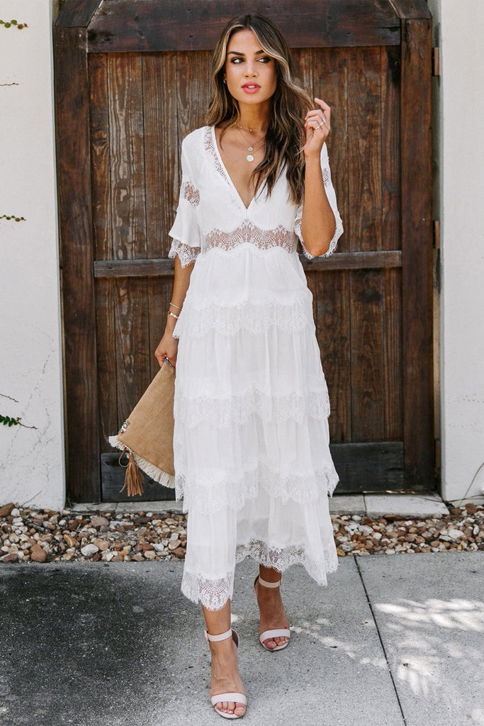 Summer Sexy Casual Women High Waist V-Neck Holiday Beach Dress
