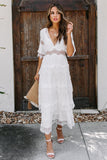 Summer Sexy Casual Women High Waist V-Neck Holiday Beach Dress
