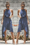 Summer Women's Polka Dot Asymmetrical Dress
